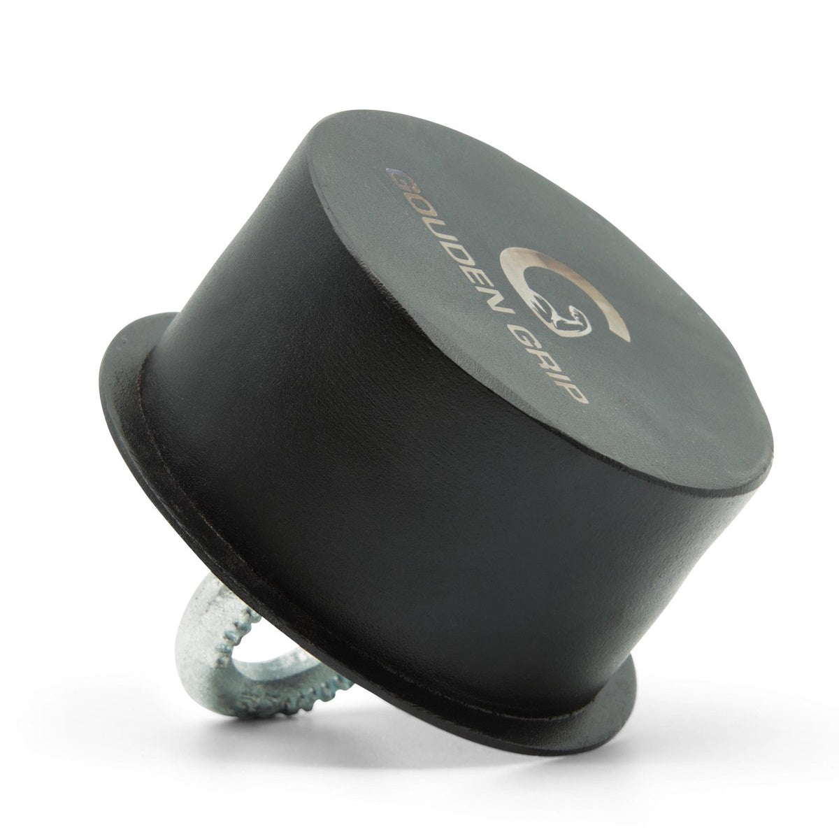 Grip Hub for strength training, made of cold hard steel with a grippy powder-coated finish, measuring 4cm high and 8cm in diameter, designed to enhance grip strength.